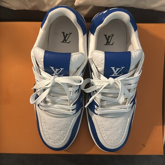 Blue & White Authentic Louis Vuitton Trainer Sneakers - Picture 4 of 4